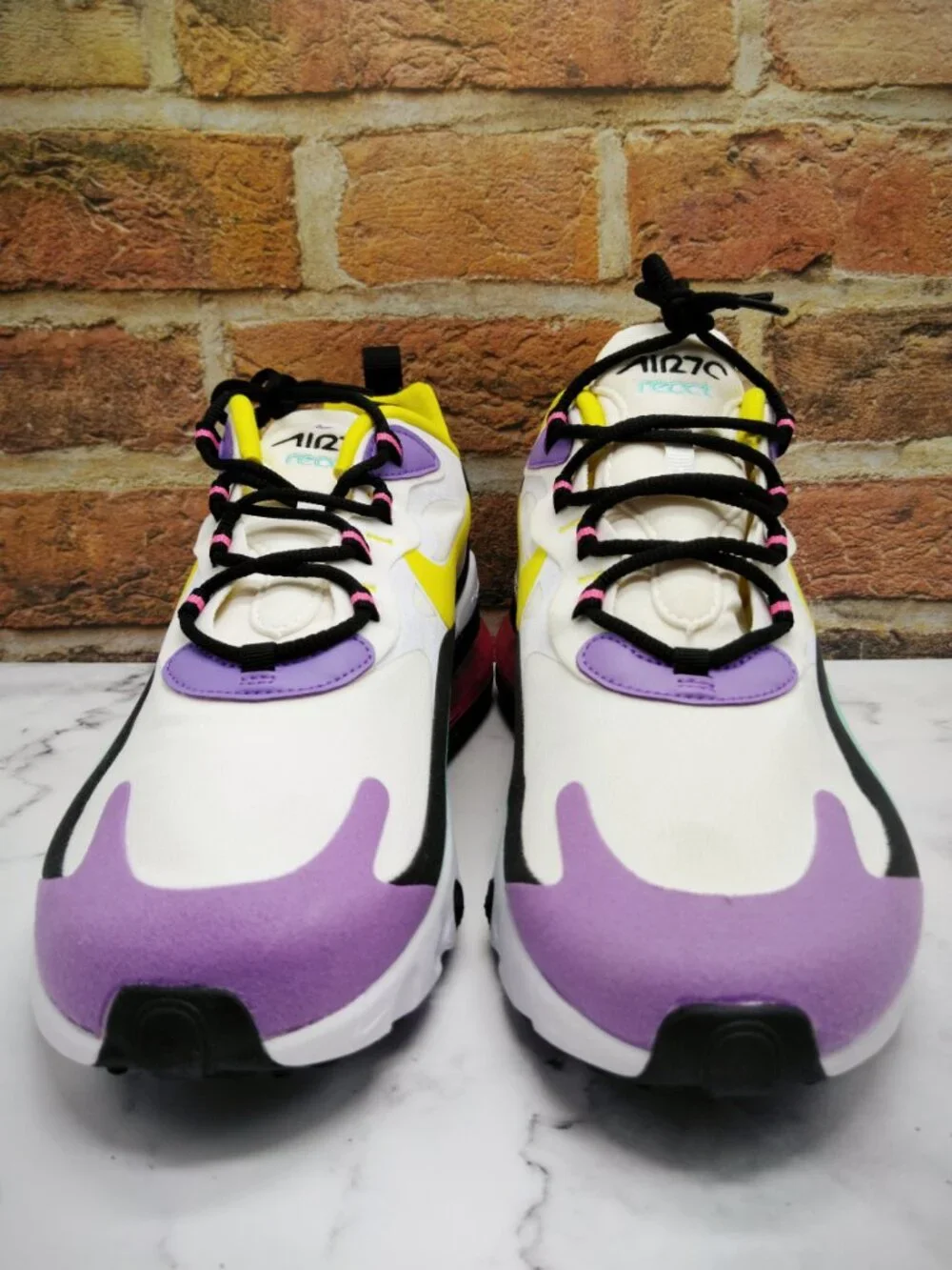 Nike Air Max 270 React Dynamic Yellow Geometric Abstract Sz 10